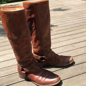 Frye Phillip Harness Distressed Tall Leather Boots